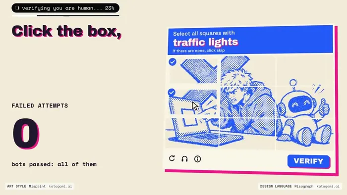 The same scene with Click the box showing